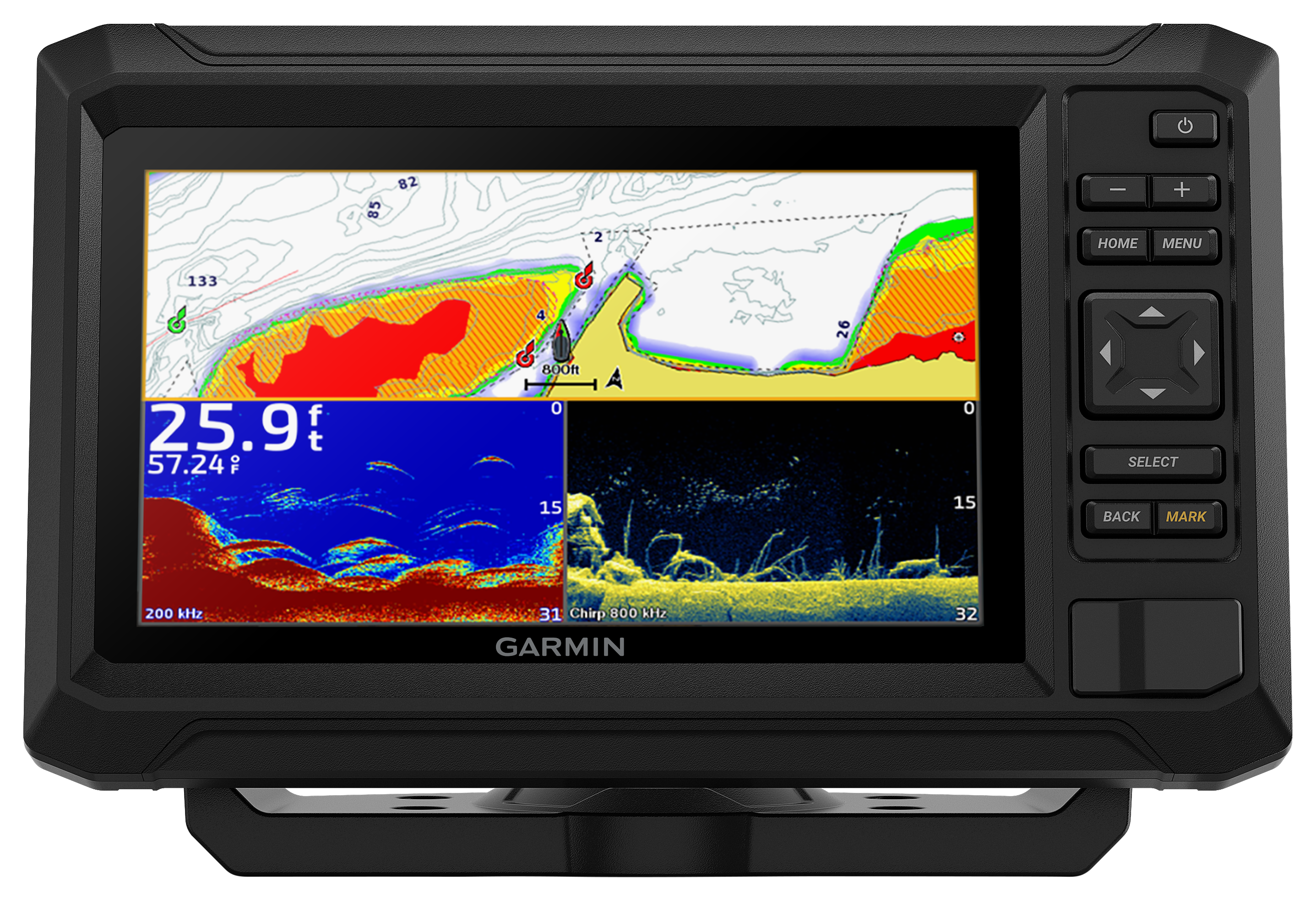 Garmin ECHOMAP UHD2 73cv 7" Chartplotter with GT20TM Transducer Bass